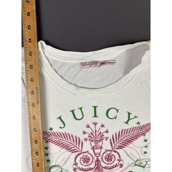 Juicy Couture Y2K XL White Shirt Womens Streetwear Hype Designer Art Tee - Picture 11 of 11